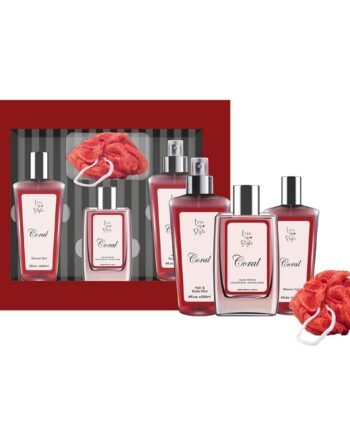 CORAL SET EDP 100ML + HAIR &BODY MIST 250ML+ SG 250ML+ BATH SPONGE