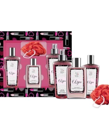 LIPS SET EDP 100ML + HAIR &BODY MIST 250ML+ SG 250ML+ BATH SPONGE