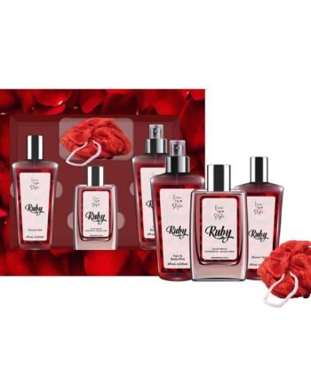 RUBY SET EDP 100ML + HAIR &BODY MIST 250ML+ SG 250ML+ BATH SPONGE